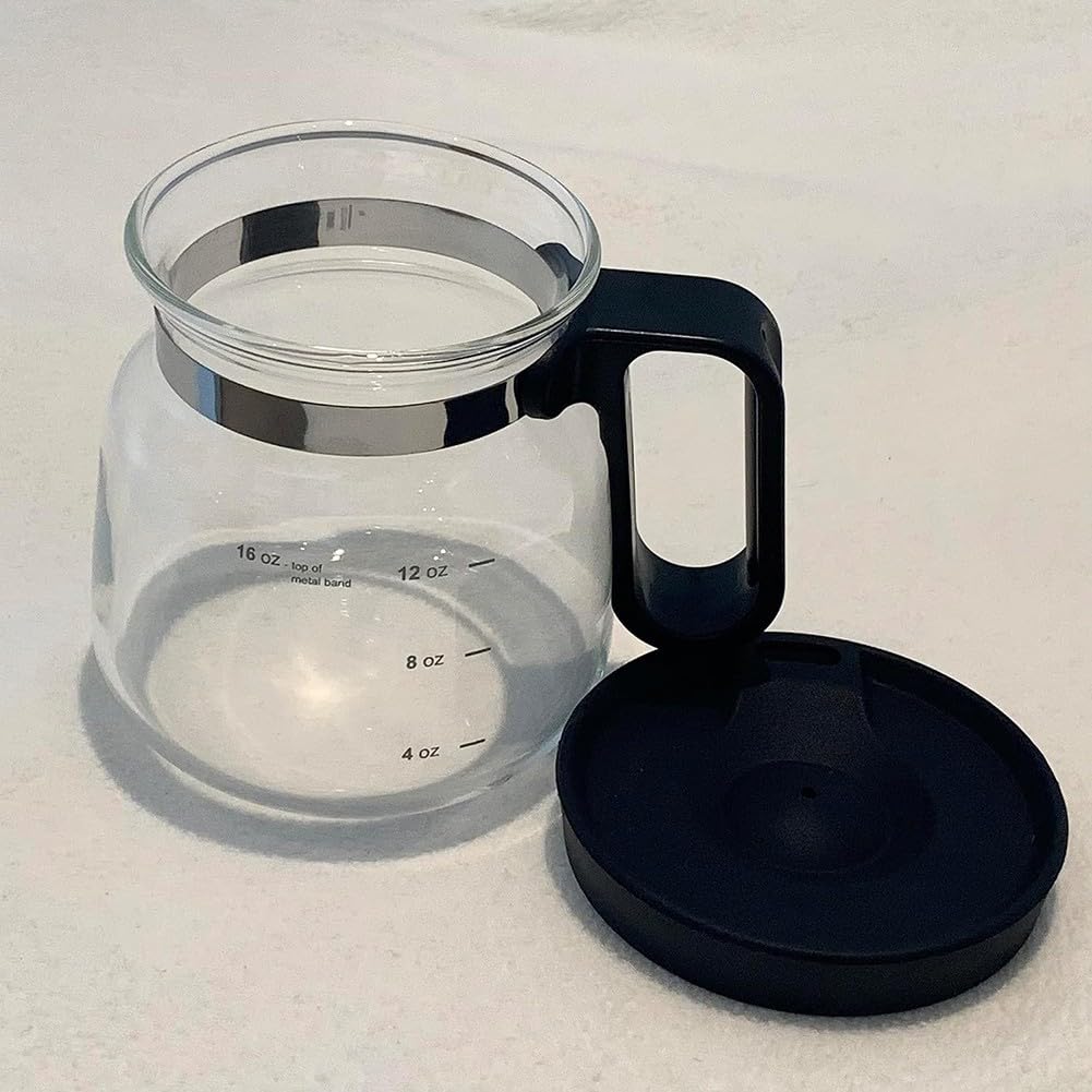 Taza de café de vidrio de 16 onzas con tapa de viaje y popote, taza de café resistente al calor para bebidas calientes y heladas, vaso de gran capacidad de 4.3 x 4 pulgadas para oficina