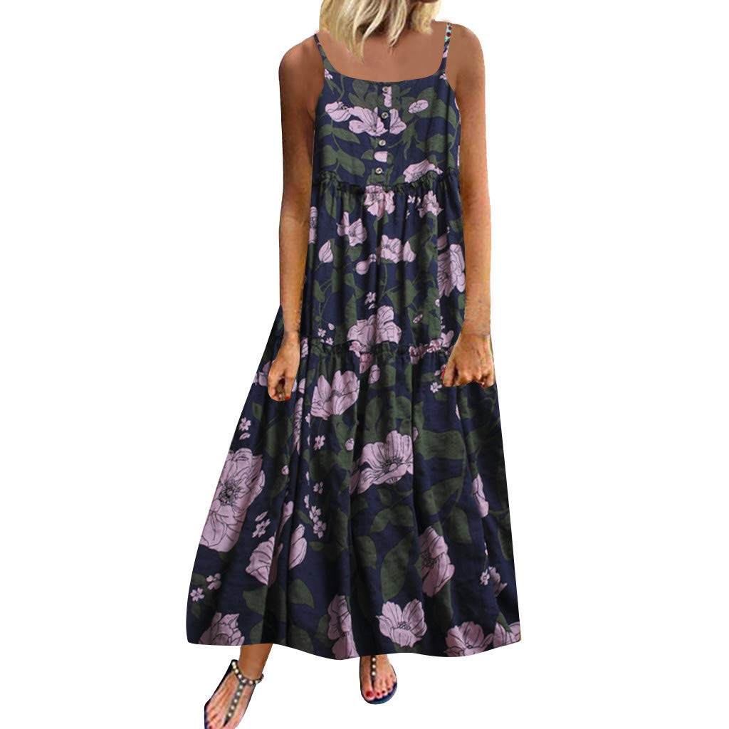 Viracy Canottiera Donna Estiva Tunica Floreale Senza Maniche - Scollo Rotondo, Morbida E Flowy, Taglie M-XXL, Grigio Fiore