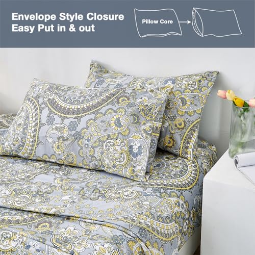 Image of JSD Vintage Paisley Printed Queen Sheet Set Extra Deep Pocket | 4 Piece Soft Microfiber Sheets, OEKO-TEX Certified, Easy Care
