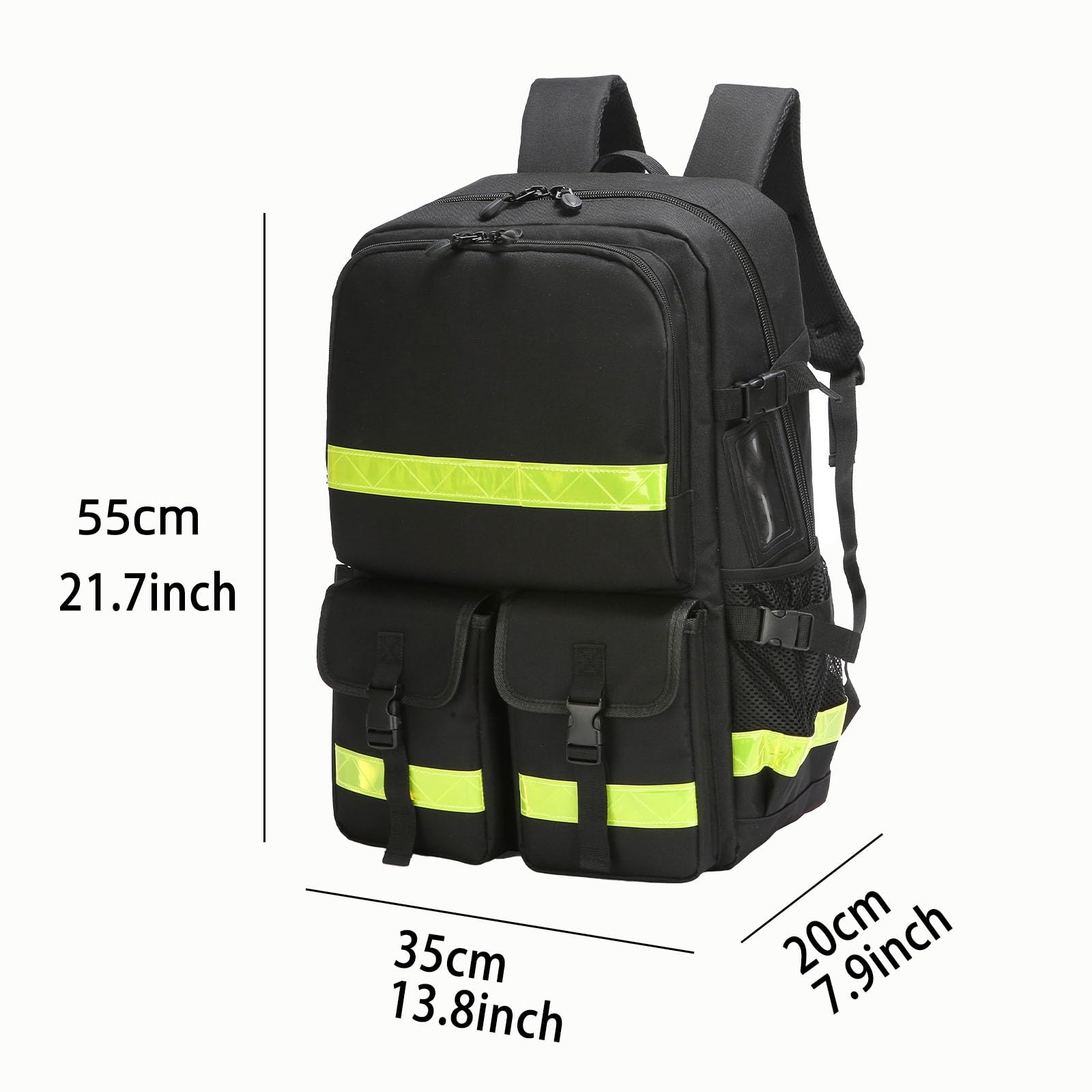 Mochila vacía de primeros auxilios para trauma, mochila de rescate de bomberos con tira reflectante y parte inferior antideslizante, para el hogar y el trabajo, rescate de incendios, camping