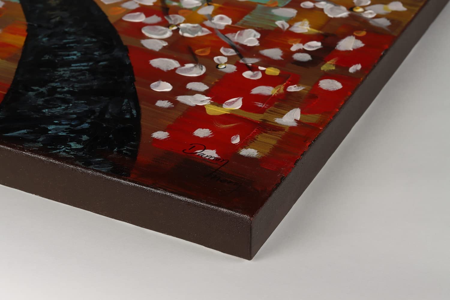 KunstLoft Leinwandbild | 100% HANDGEMALT | 120x80cm | Gemälde 'Zauber im Baumwipfel' | Wald & Bäume | Bunt | Wandbild Wohnzimmer