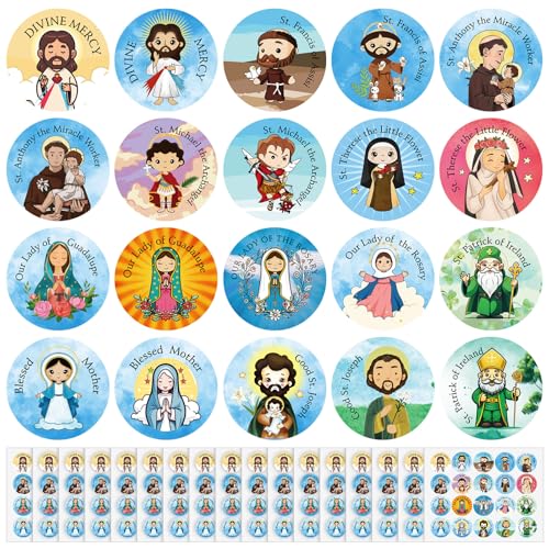 Frienda 600 Pcs Easter Christian Religious Stickers Mini Saints Catholic