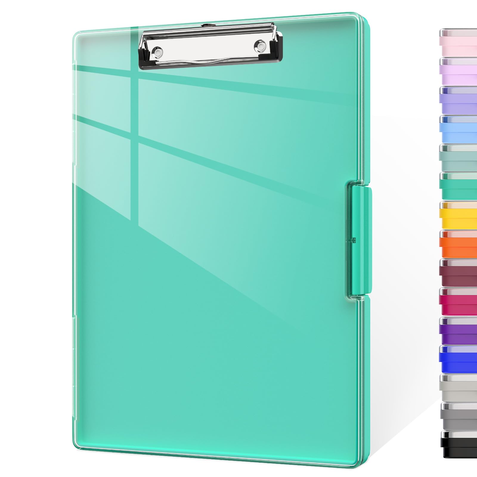 Piasoenc Clipboard with Storage, 8.5 x 11 Clip Boards with 2 Storage Case and A4 Paper Folder, Clear Dry Erase Top Panel