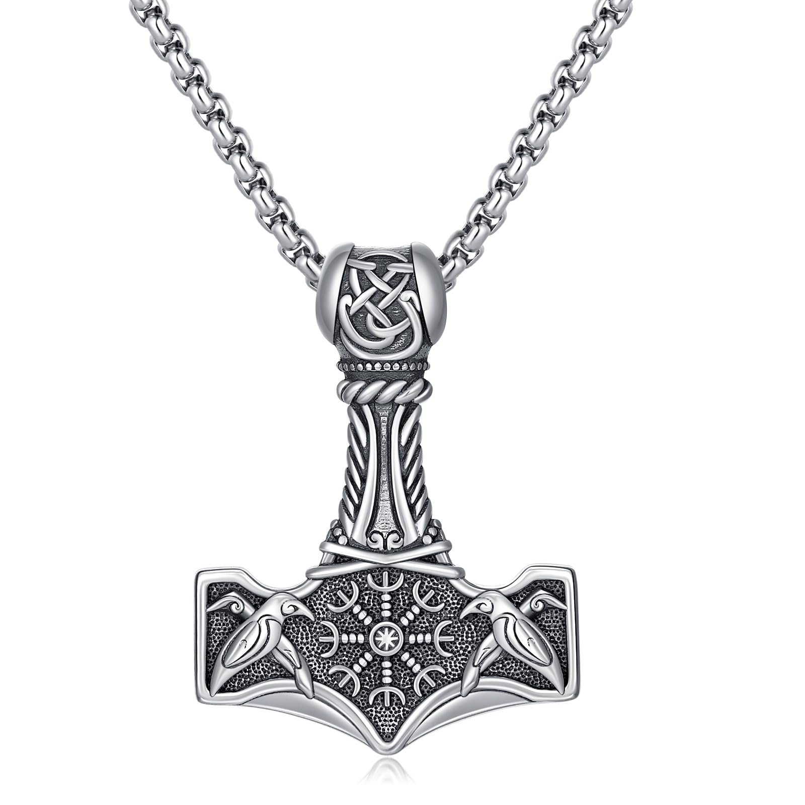 PAEYFO 925 Sterling Silber Wiking Halskette für Männer Damen