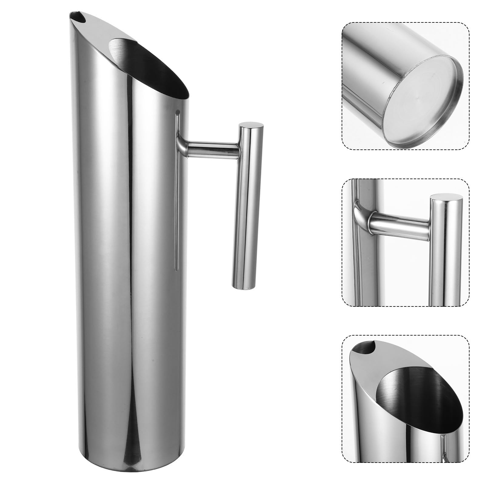 Jarra Capacidad de 2.0 L de Acero Inoxidable para Bebidas Frías Cuerpo Recto y Diseño Plata Adecuado para Reuniones Familiares y Uso Hogar