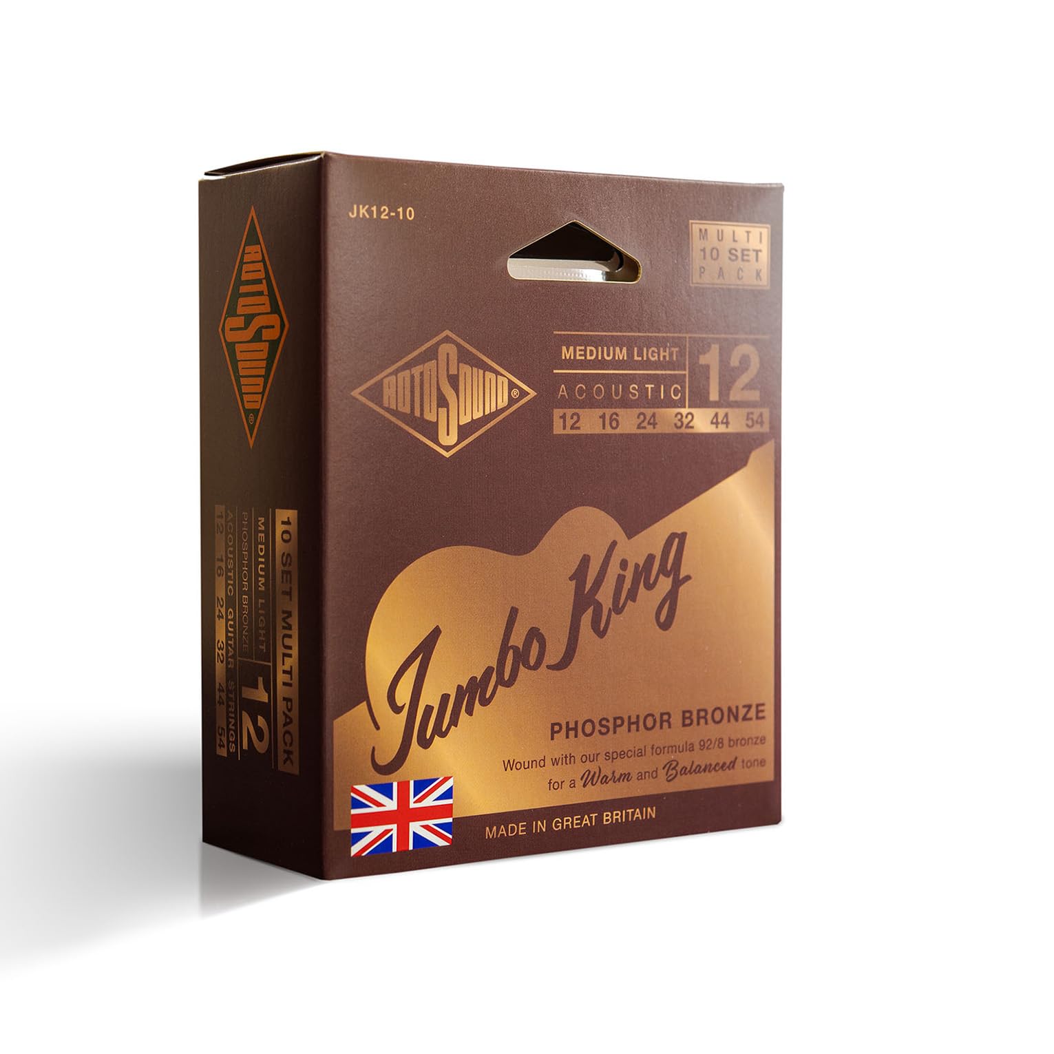 Rotosound JK12-10 Jumbo King - Cuerdas para guitarra acústica, paquete de 10