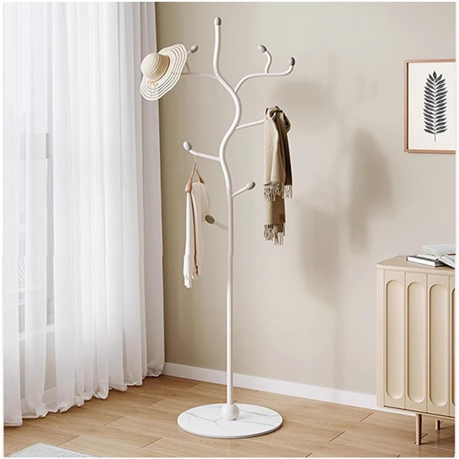 Porte-manteau en forme d'arbre autonome vestiaire mobile en métal de maison pour chambre