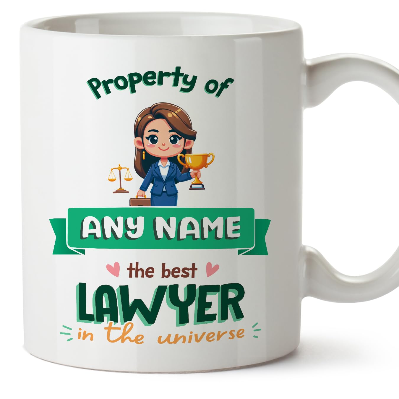 MUGFFINS Personalised Mug for Lawyer Woman - in English - Property of - Funny Custom Gift for Colleagues - Ceramic 11oz Mug โ image 1
