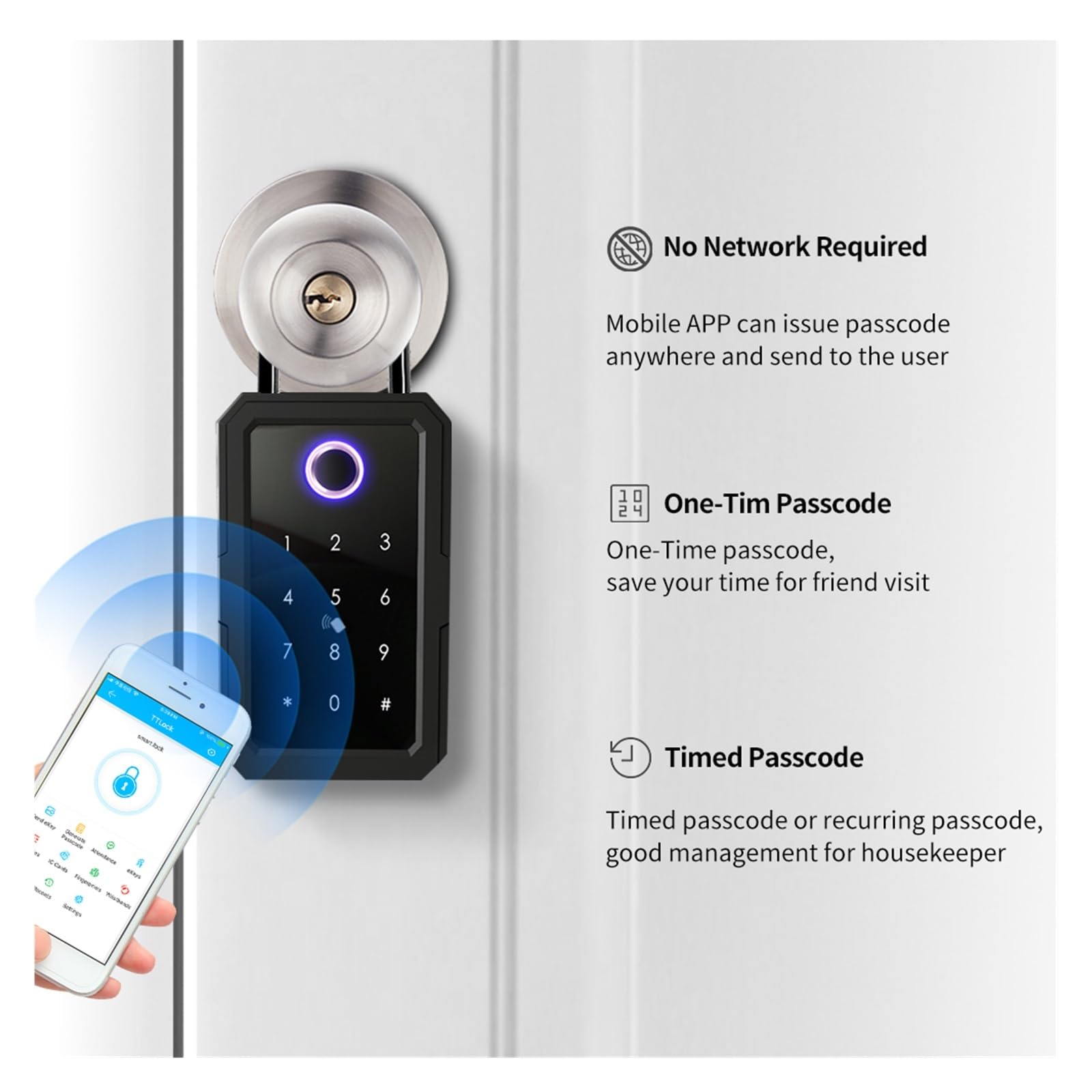 Cassaforte, cassaforte per la casa, Tuya Key Safe Ttlock Impronta Digitale Cilindro Digitale App Accesso Remoto Cassetta Di Sicurezza Montata A Parete per denaro, gioielli, documenti