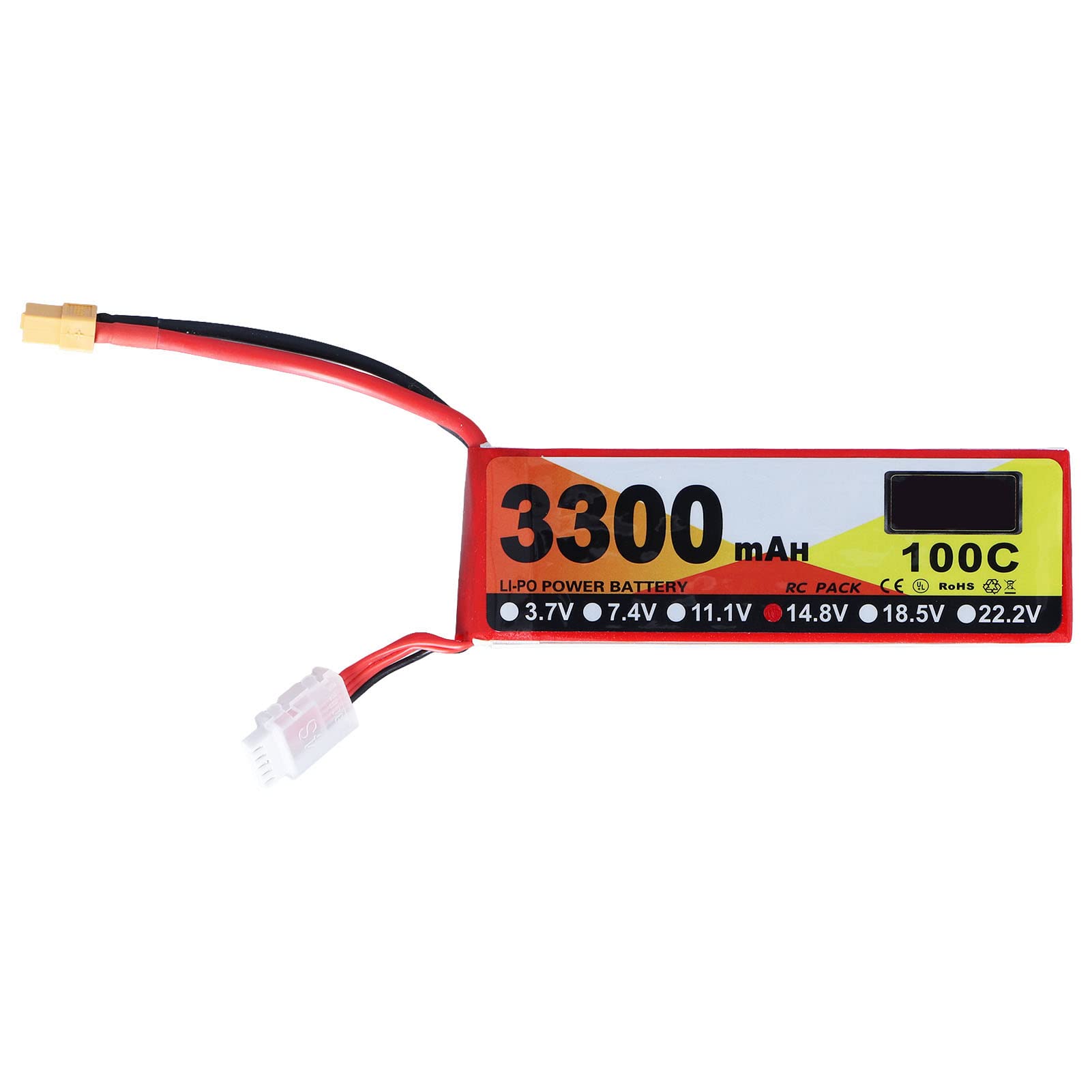 Batteria Lipo da 3300 MAh 14,8 V 100 C per Modelli RC con Spina XT60 – Ideale per Elicotteri e Automobili