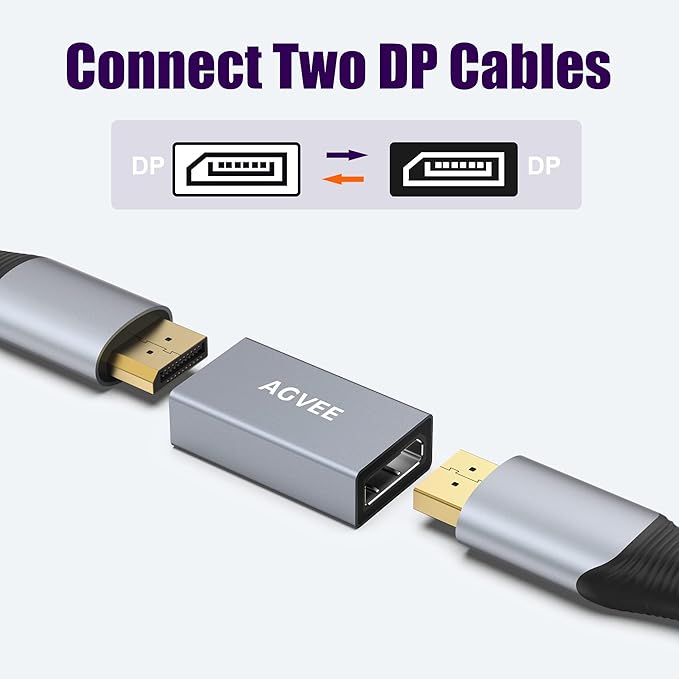 AGVEE 2 Pack Adaptador Acoplador Displayport Hembra a Hembra 8K miniatura 3