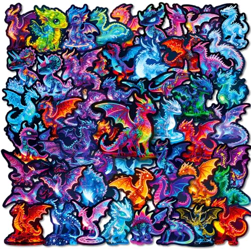 56Pcs Cool Neon Dragon Stickers Pack, Prizes for Kids...