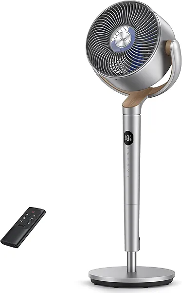 Dreo Standing Fan, 120°+120°Omni-directional Oscillating Fan For Bedroom, 85 ft Circulator With Remote, DC Motor Quiet Pedestal Fans, Adjustable Height, 8 Speeds, 3 Modes, 8H Timer, Home, PolyFan 502
