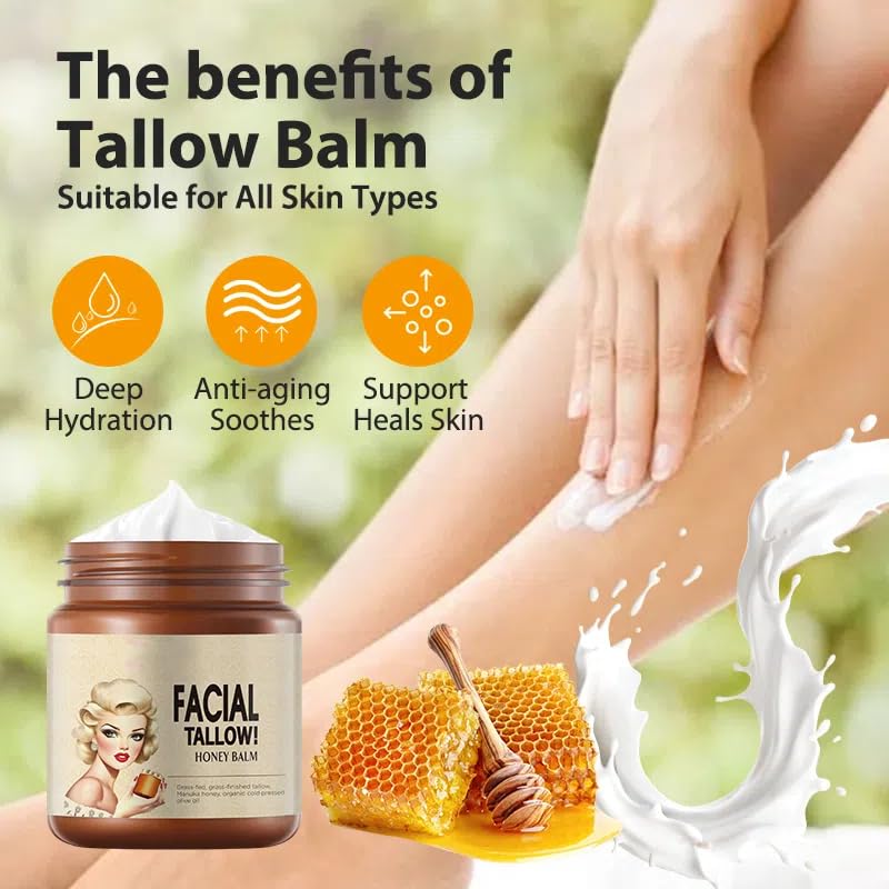 Miniatura 4 de Sargo de res para la piel, sargo de carne alimentada con pasto, bálsamo de miel orgánico natural para la cara, hidratante profundamente para cuerpo