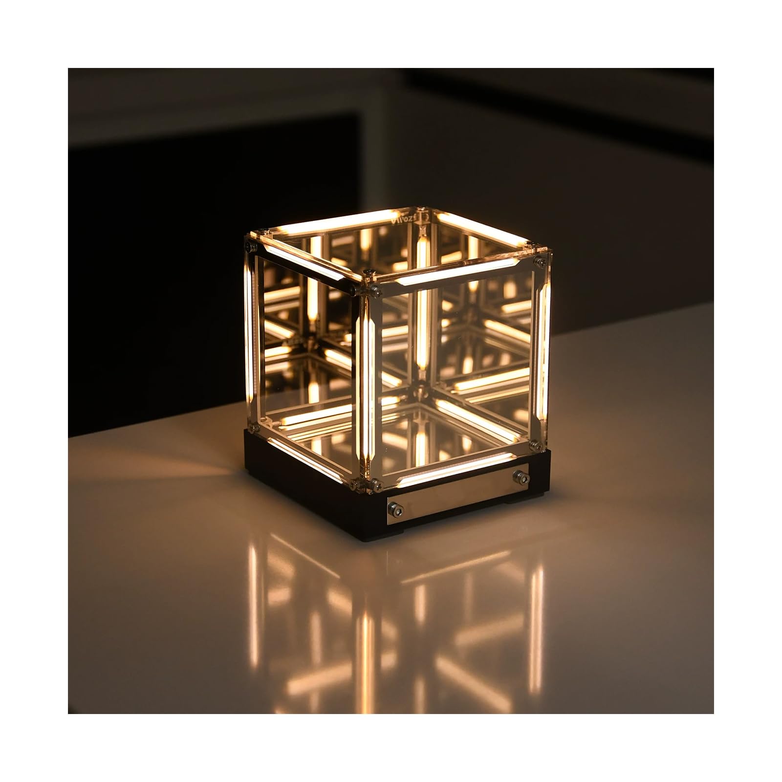 MJDHS Mirror Night Light – 4d Infinite Mirror Cube Lamp,Character Model Box,Touch-Controlled Dimming, And Type-C Charging, Making It An Ideal Choice For Science Fiction Enthusiasts(Color:Gold)