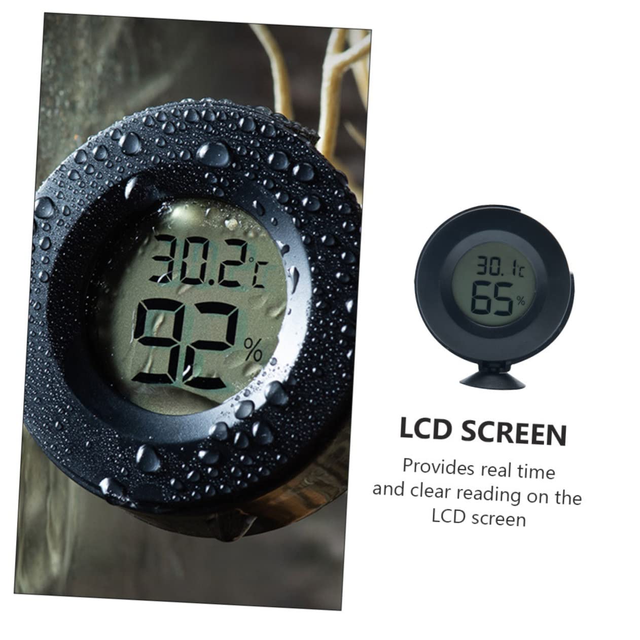 YARNOW 3pezzi Termometro e Igrometro Digitale per Rettili Monitor LCD con Sensore Integrato per Controllo Temperatura e umidità Rotazione Adatto Serbatoi e Terrari