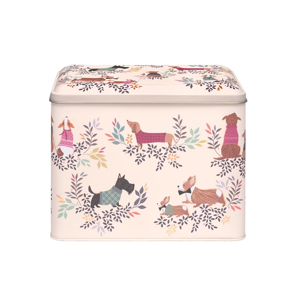 Elite tins Sara Miller Dapper Dogs Extra Large Tin Caddy, Multi-Colored, Food Storage Container, 19.5 x 15.4 x 7.5 cm