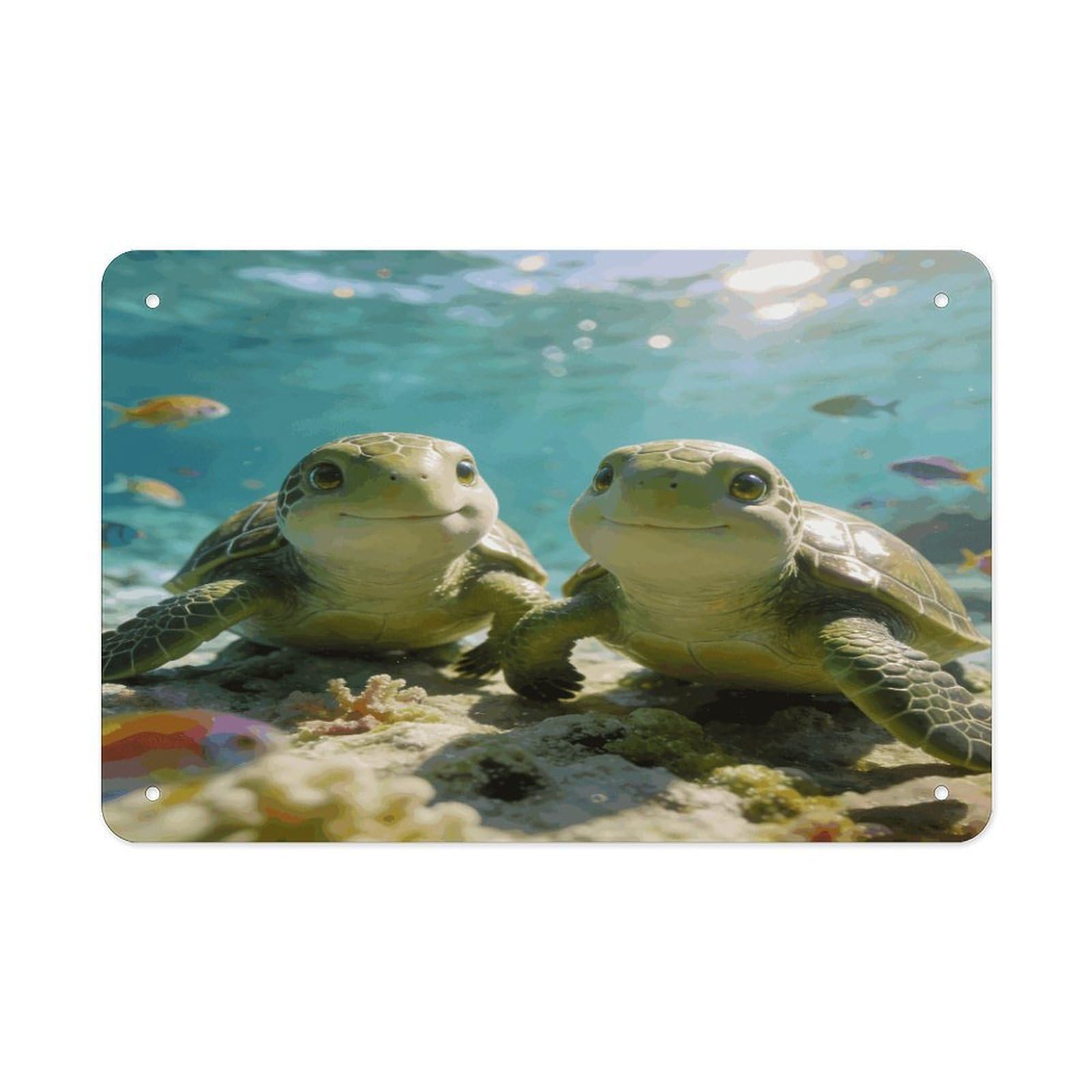 Fodpand Style Cute Turtles Wall Art Metal Tin Signs Bar Metal Tin Sign Wall Decor For Home Living Room Bedroom Toilet Hotel Halloween Decor Gifts 7.9X 11.8 Inch