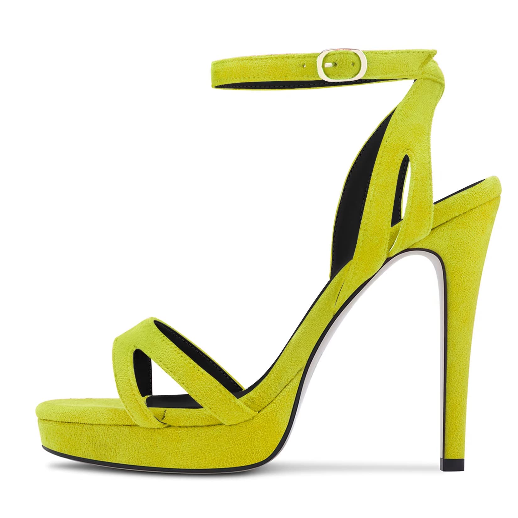 NobleOnly Mujer Aguja Alto High Heel Abierta Punta Correa Tobillo Cierre con Hebilla Sandalias Casual Fiesta Dress Clear Zapatos 12 CM Heels