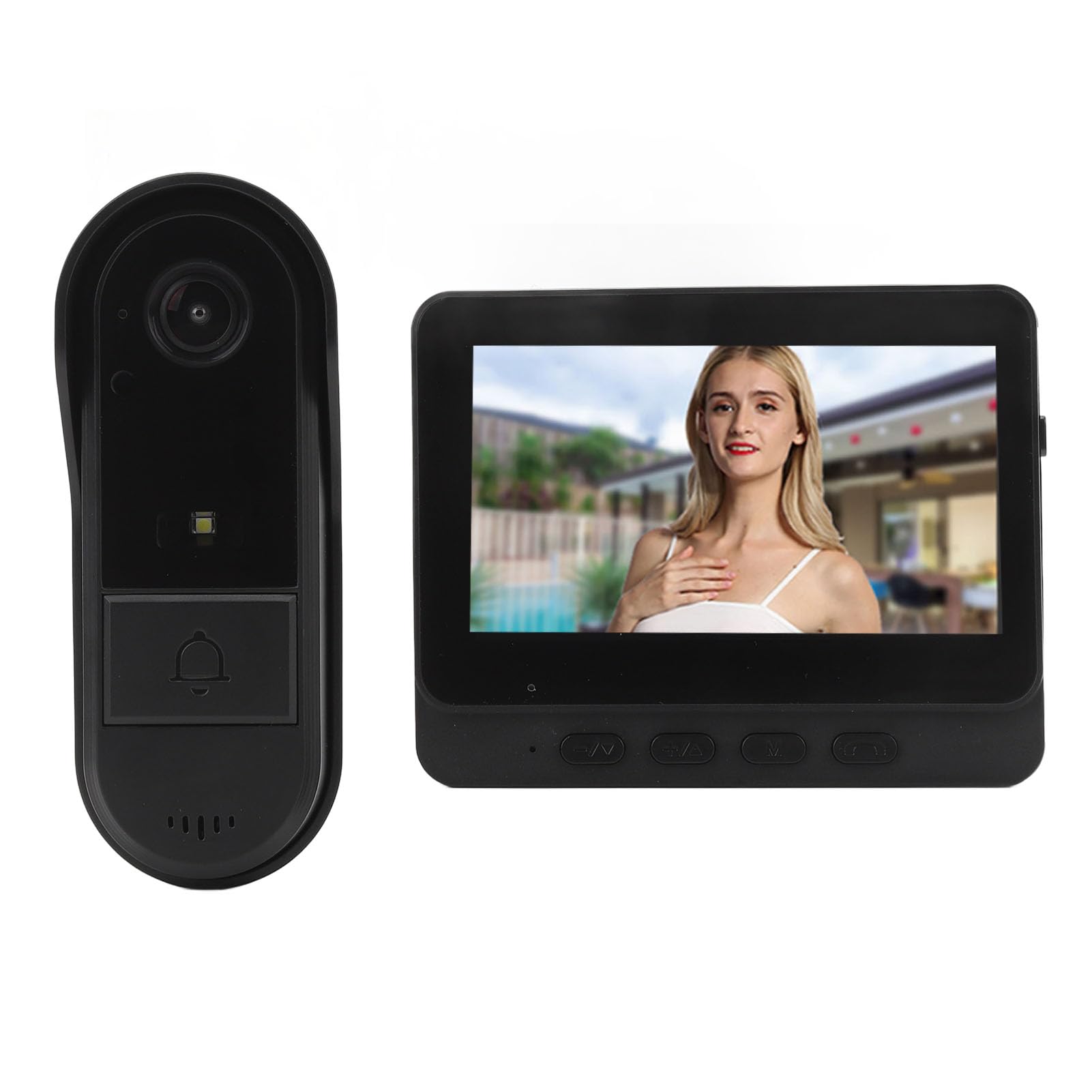 Citofono Videocitofono Wireless con Videocamera Videocitofono HD 1080P, Display a Colori da 4,3 Pollici, Impermeabile IP65, Citofono Bidirezionale, Funzioni di Visione Notturna