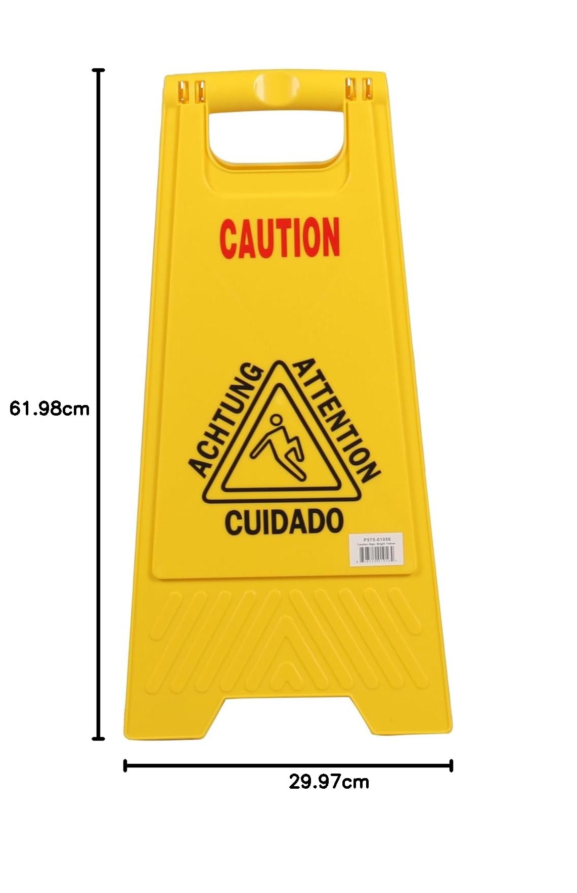 Señal de precaución "Wet Floor", color amarillo brillante, resistente, resbaladizo cuando está mojado, con marco en A