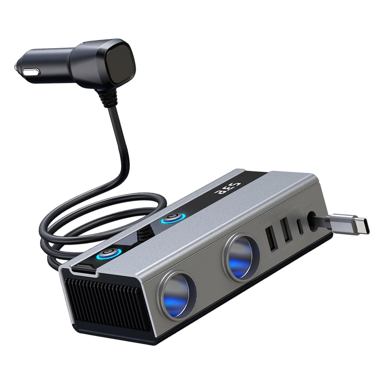 Cable retráctil tipo C para carga rápida de teléfono de coche doble usb 8