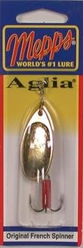 Mepps Aglia Plain Treble Fishing Lure, 1/3-Ounce, Gold 525428