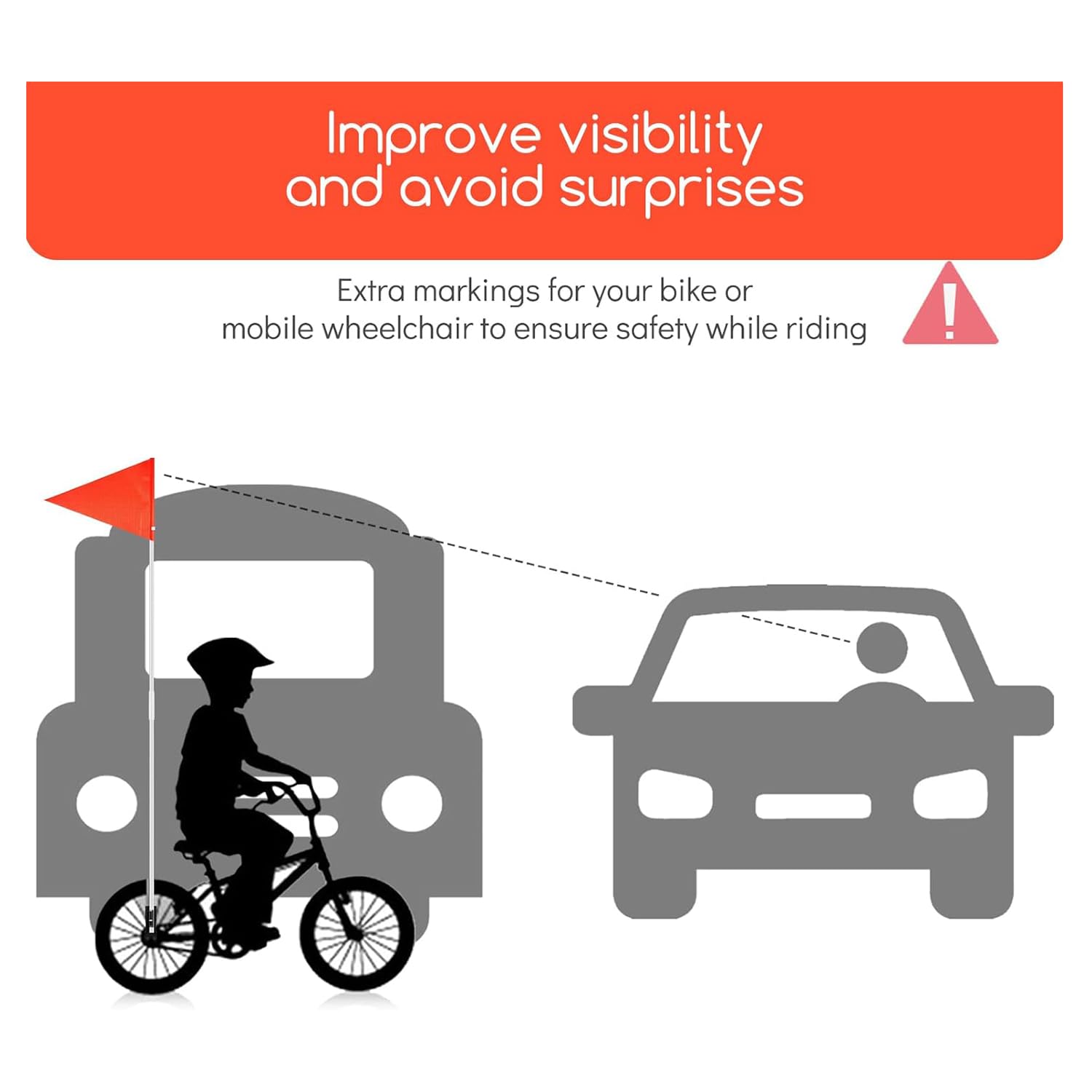 Bloepum Bike Safety Flag Bicycle Trailer Safety Flags with Pole and Mounting Bracket 6Ft Adjustable High Waterproof