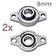 2 x Stück Flanschlager Lagerbock Flansch 8 mm 10mm Welle montiert Trapezgewinde CNC JJ-Shop24 (8mm)