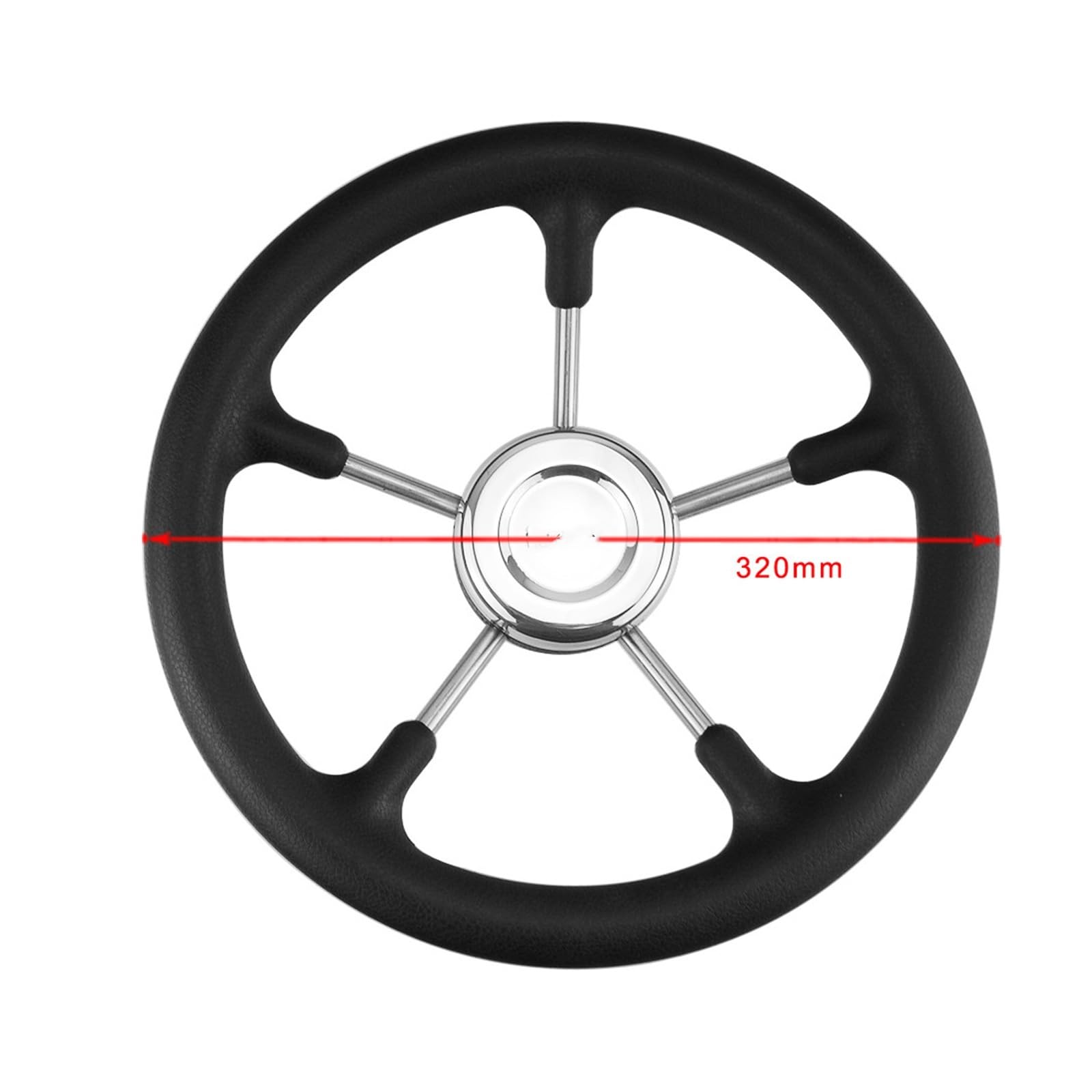 ZGYDNM Ship steering wheel Marine 320mm Black Polyurethane Foam Steering Wheel Marine Grade 5 Spokes 15 Degree 3 4 Shaft Boat Yacht Accessories Comfortable