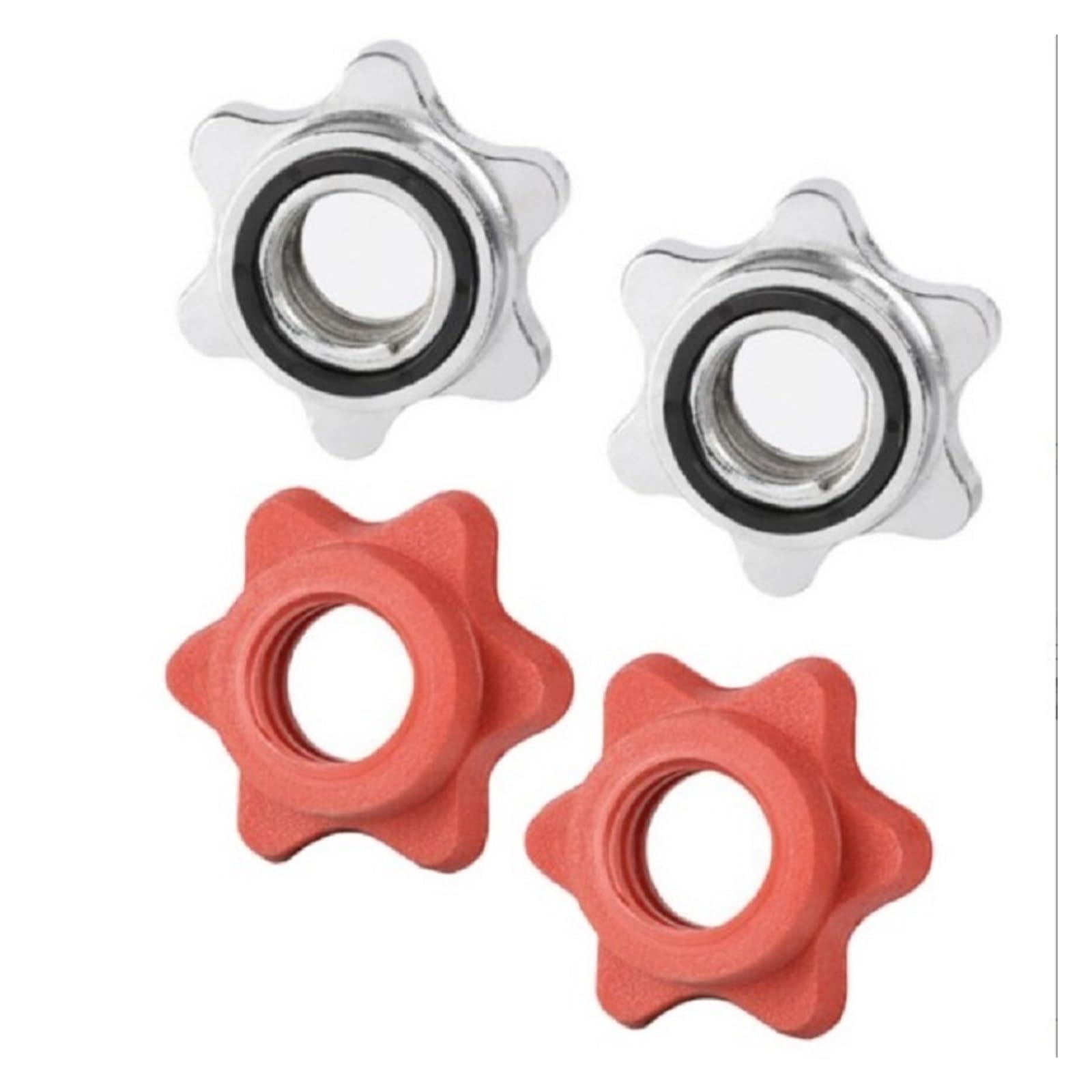 2pcs Safety Locks Dumbbell Nut Weight Check Nuts Barbell Bar Clips Spin Lock Screw Dumbbell Spinlock Collars Fitness Parts (Size : Silver)