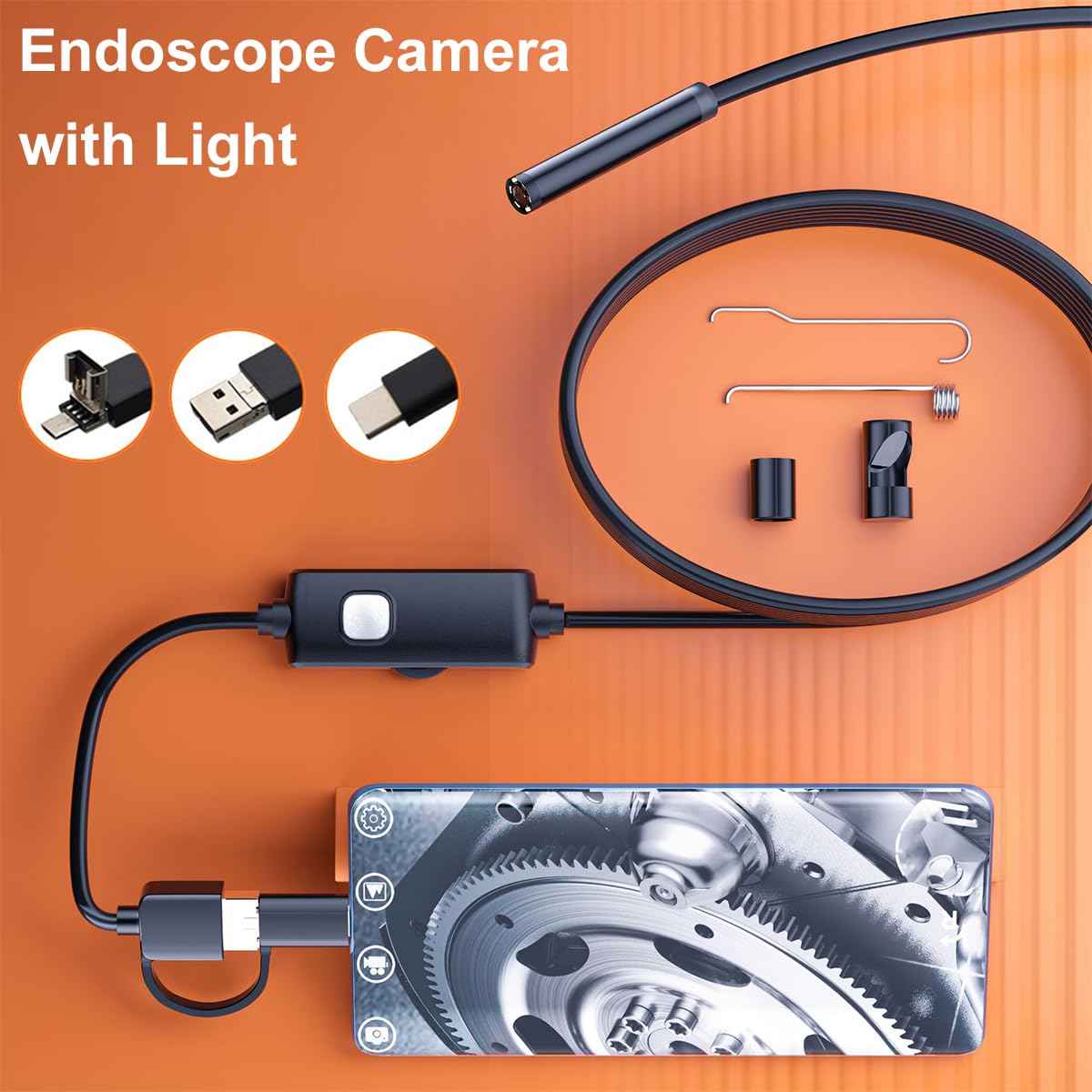Kamera endoskopowa ze światłem, kamera inspekcyjna, kamera endoskopowa HD, telefon komórkowy ze światłem, kamera Scope, kamera kanałowa, HD Dual Lens Snake Inspection endoskop, kamera endoskopowa z 6