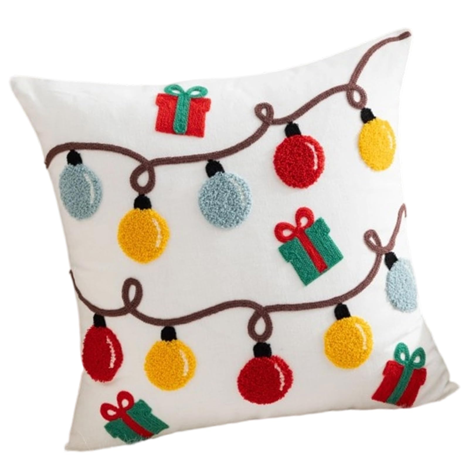 Buxuaaaa Holiday Season Santa Pillow Case with Zippered Closure Christmas Cartoon Embroidered Cushion Cover Home Sofa Decors Holiday Pillow Cover