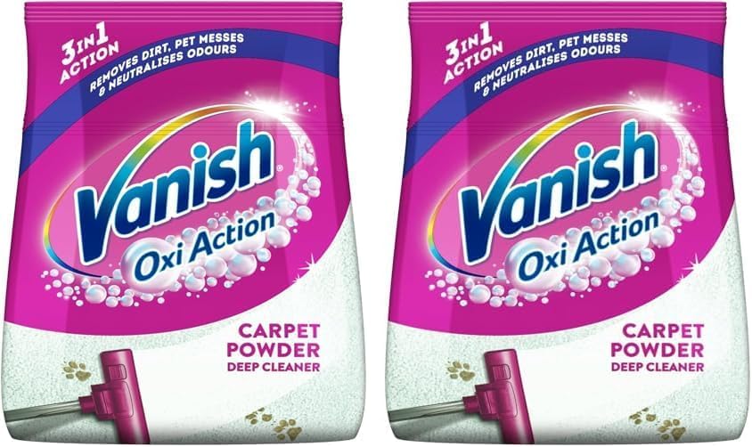 Oxi Action Carpet Stain Remover Powder, Carpet Cleaner, Removes ground-in dirt & dust, Shake & Clean, 650 g (Pack of 2)