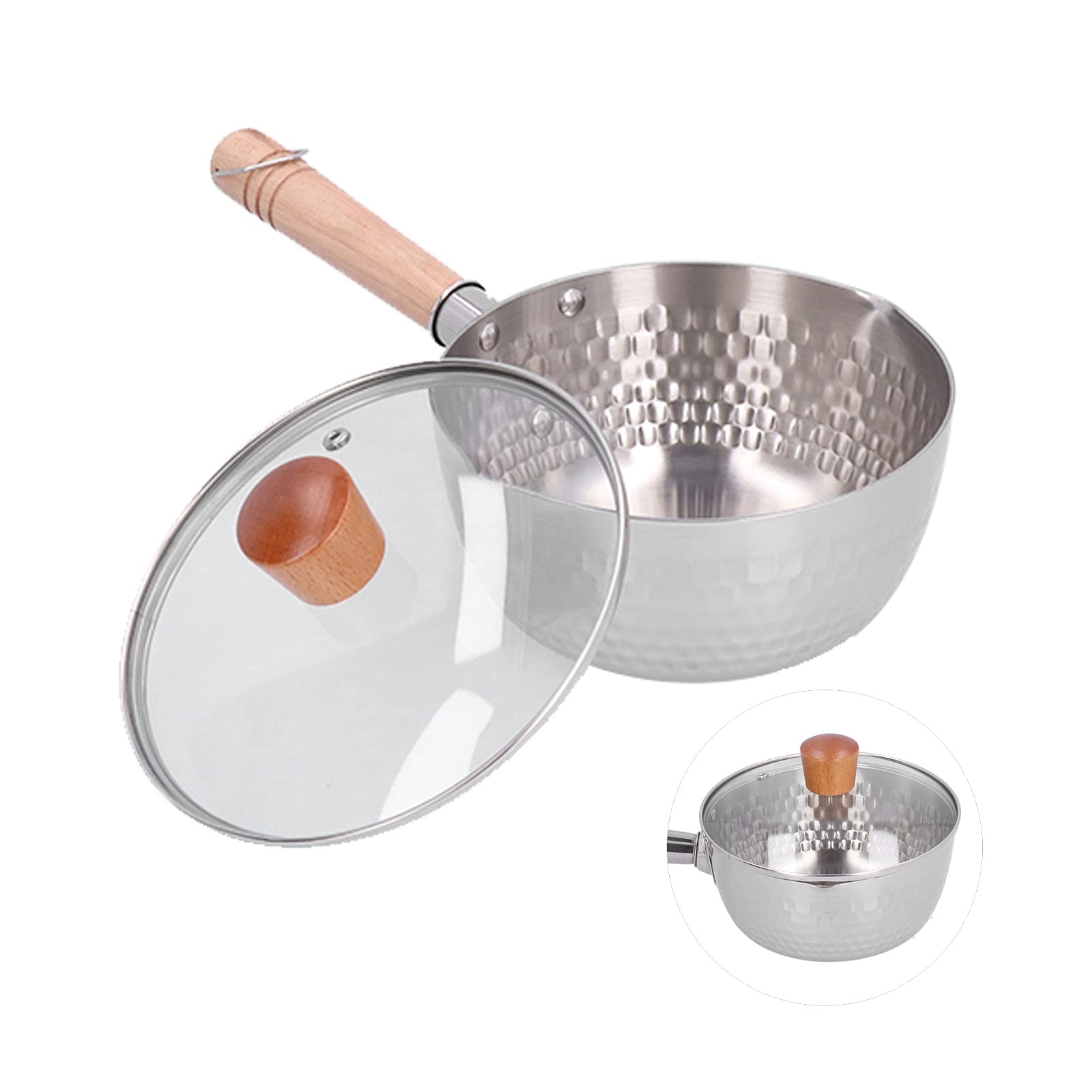 Milchtopf 18 Cm mit Holzgriff, 304 Edelstahl-Kochtopf
