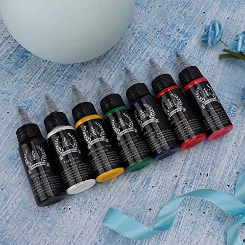 Tattoo Ink Set, 7 Bottles Long-lasting Pigment Ink Kit for Body Tattooing Supply, 30ml/Bottle (7 Corlors) - Thumbnail 5
