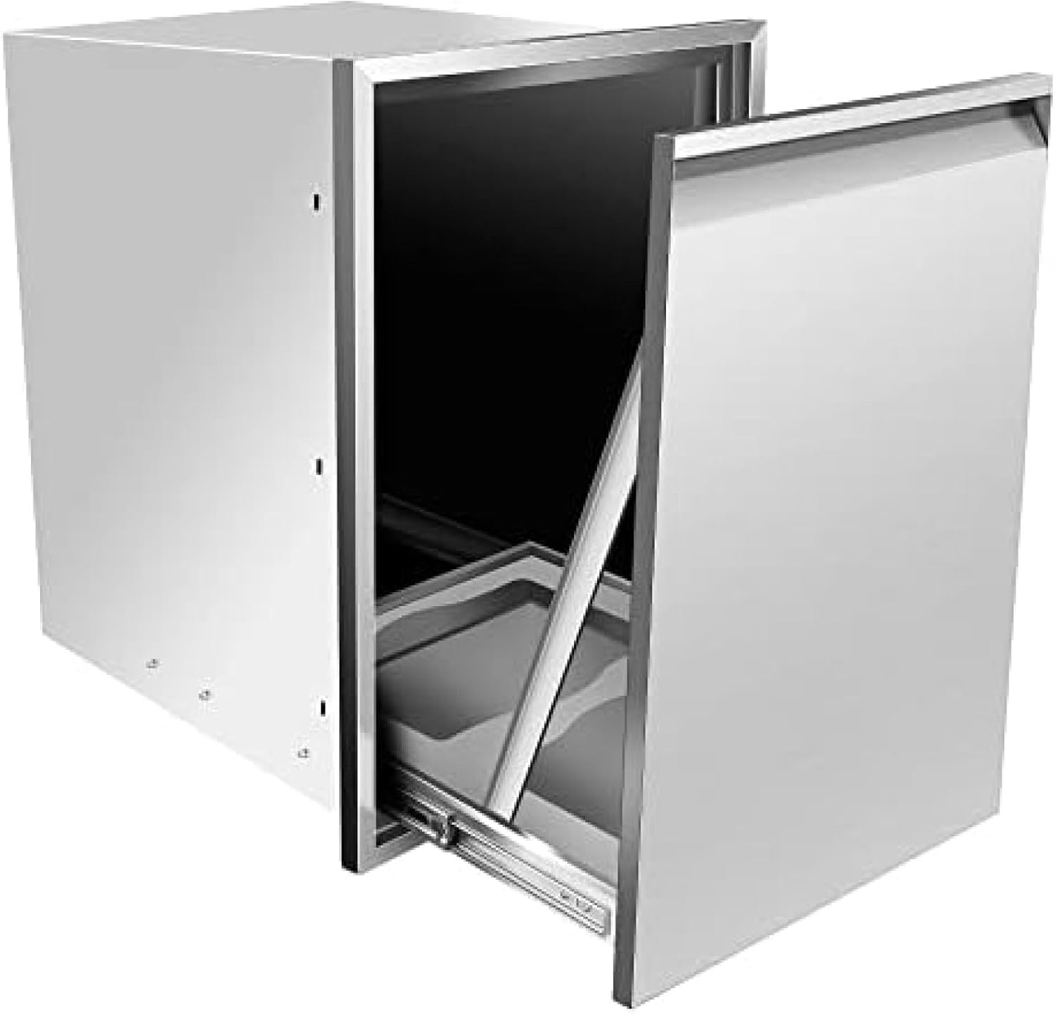 Propane Drawer Built-in Single Trash Drawer Pull-Out Tray Stainless Steel Trash Drawer Storage Trash Bins Or Propane Tank for BBQ Island Grill Station,20" W X 27" H X 24" D