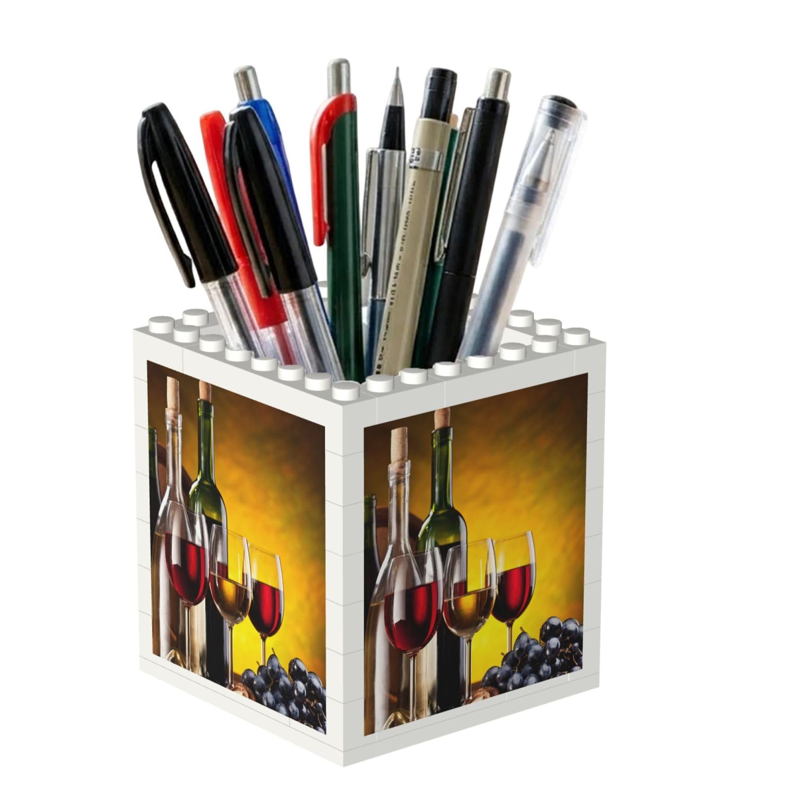 Poadnly Grapes Wine Bottles And Drink, Pen Pot Pencil Holder for Office Home School, Compact Desk Organiser for Office Stationery