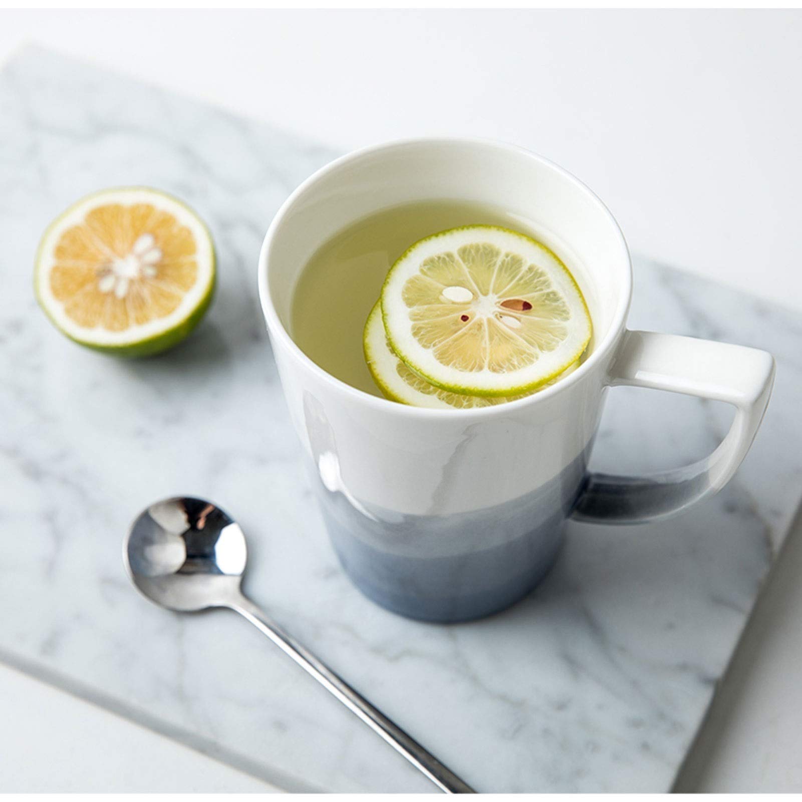 Taza de café, Taza de té, Taza de Color Degradado, Taza de café con Mango en Forma de Taza de Desayuno, Taza de Oficina en casa (A)