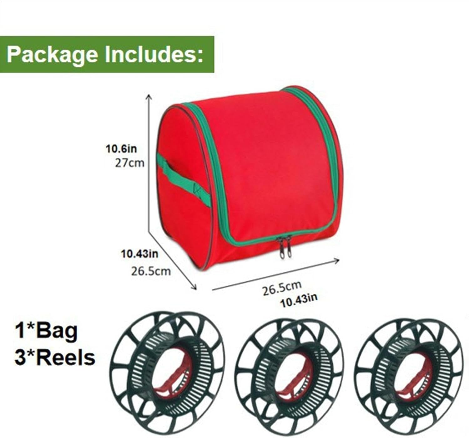 String Light Storage,Large Capacity Organizer with 3 Reels - Multipurpose Light Storage Bag,for Christmas Packing Moving Home Attic Garage