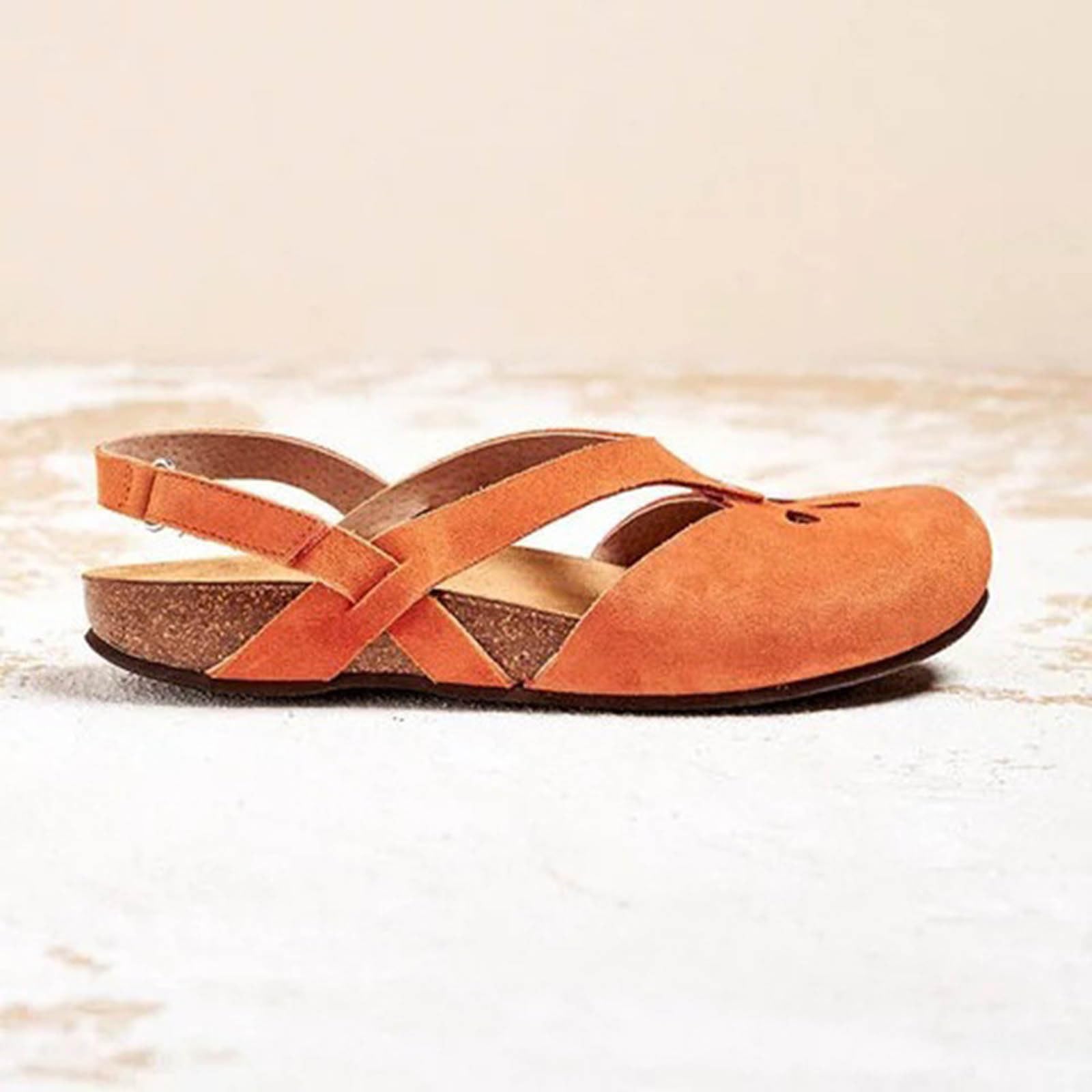 HAOLEI Zapatos Verano Mujer,Sandalias Mujer Comodas Hueco Sandalias Ajustable con Hebilla Casual Sandalia de Planas con Punta Cerrada Moda Minimalismo Zapatillas Comodas de La Playa