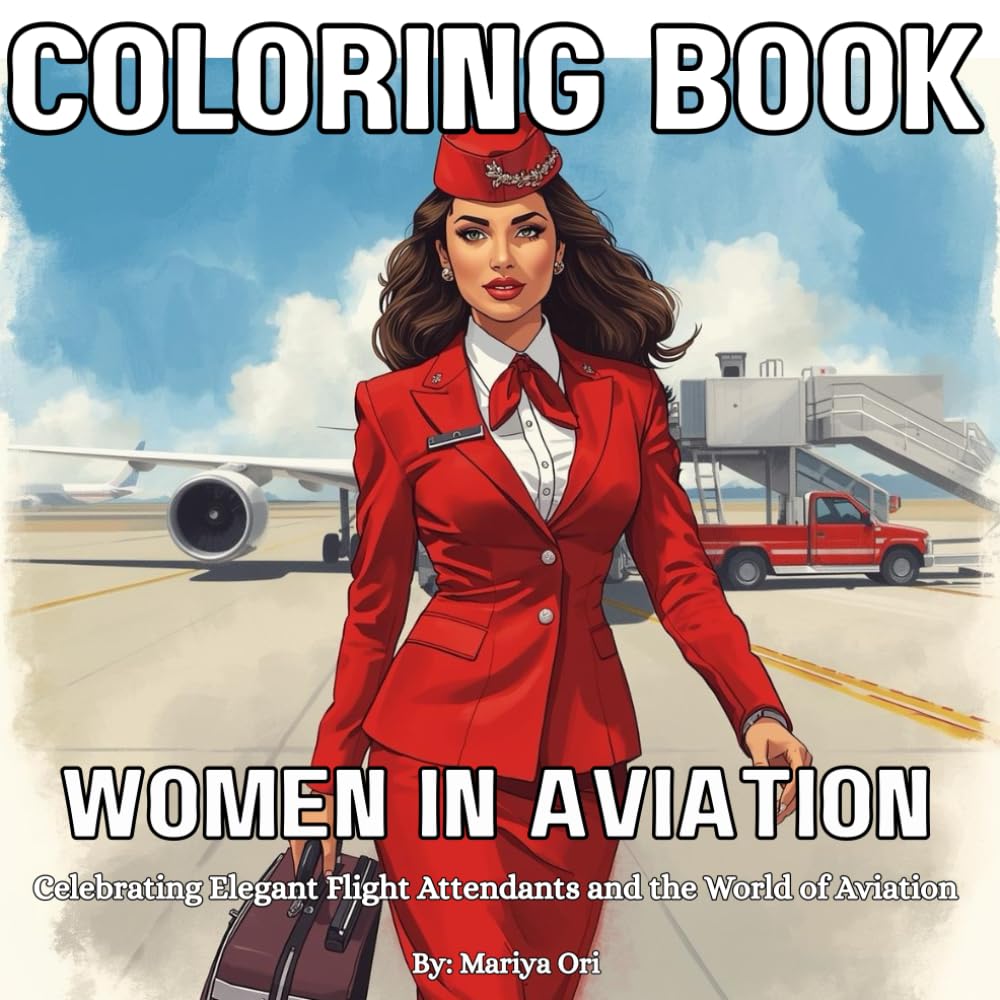 Relaxing Coloring Book: Women in Aviation: Airport and Traveling Cozy Vibes - 40 Inspiring Illustrations for Relaxation & Creativity