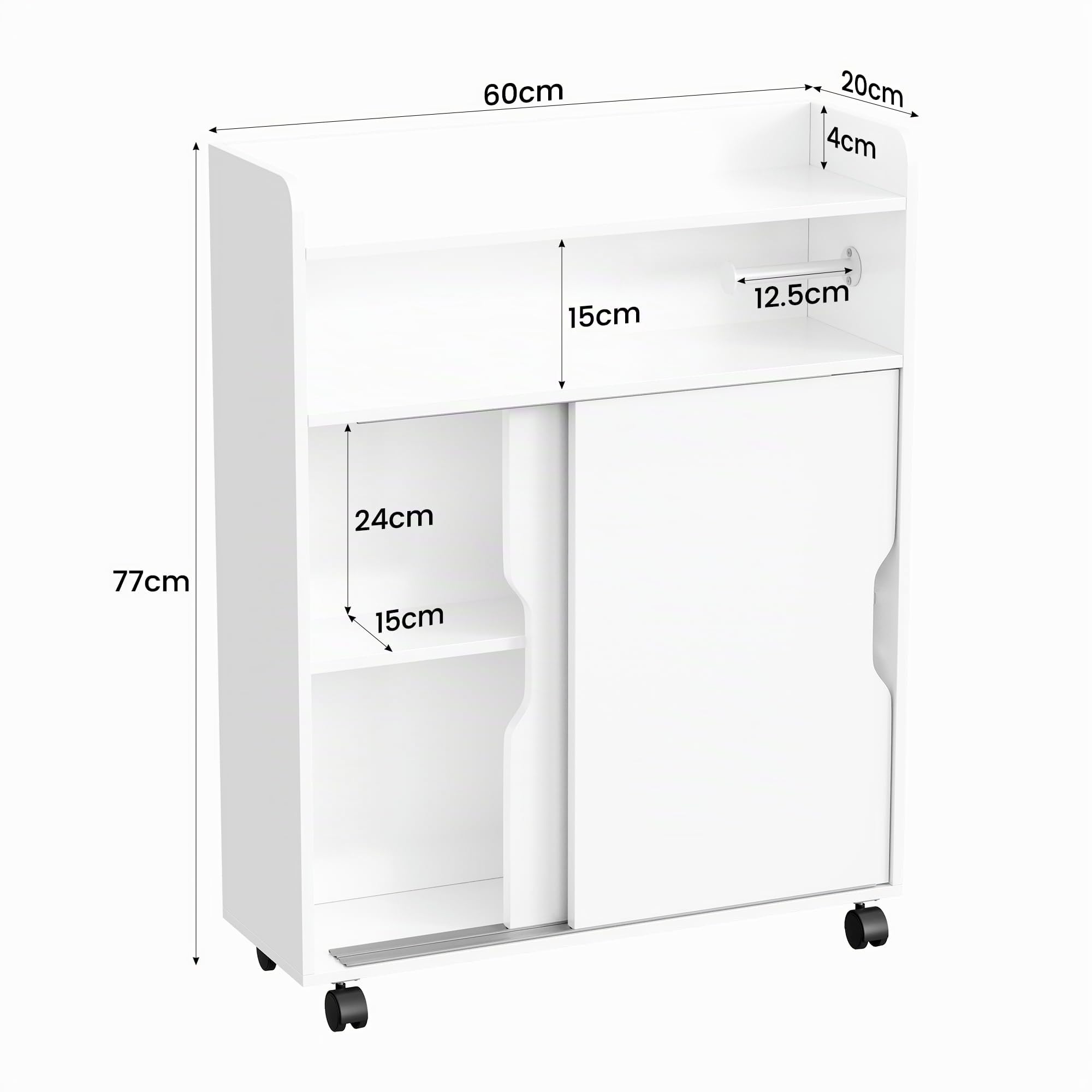 APICIZON Badezimmerschrank mit Rollen, Badschrank Schmal, Nischenschrank