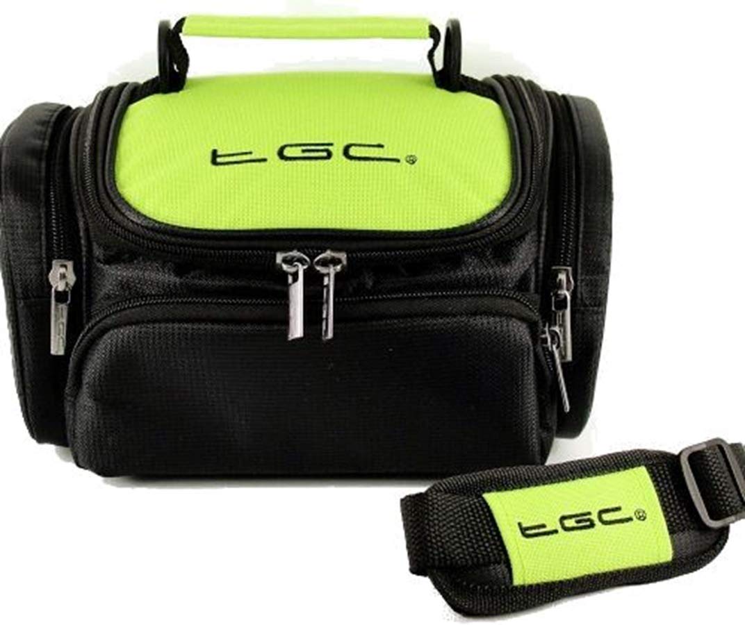 TGC ® Large Camera Case for Canon PowerShot ELPH 190 IS, ELPH 360 HS Plus Accessories (Electric Green & Black)
