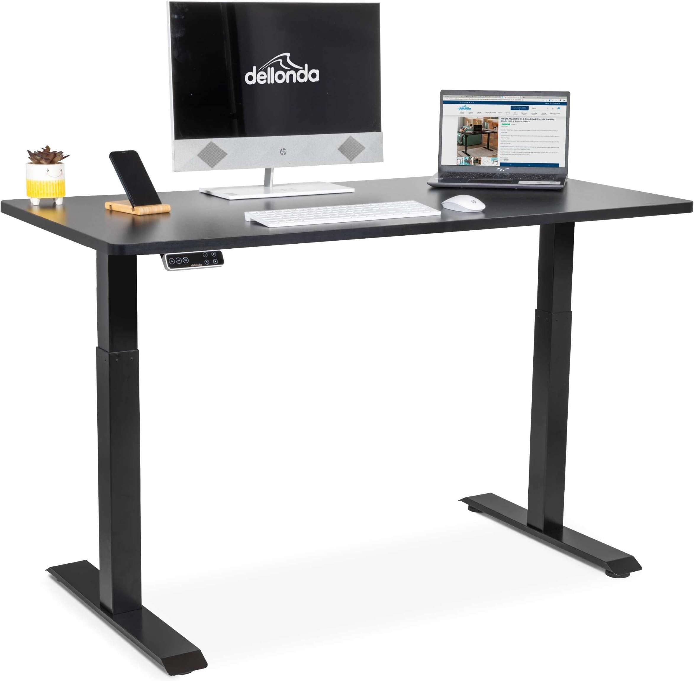 Black Electric Height Adjustable Standing Desk, 1400 x 700mm Dual Motor 100kg - DH34