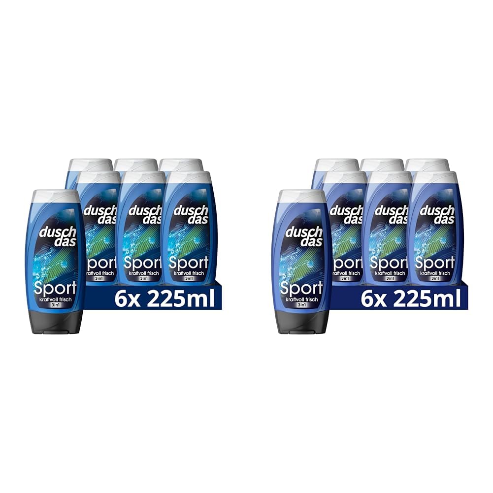 Duschdas 3-in-1 Duschgel & Shampoo Sport Duschbad mit Fresh-Energy-Duftformel sorgt für einen erfrischenden Start in den Tag 6 x 225 ml, Lavendel (Packung mit 2)