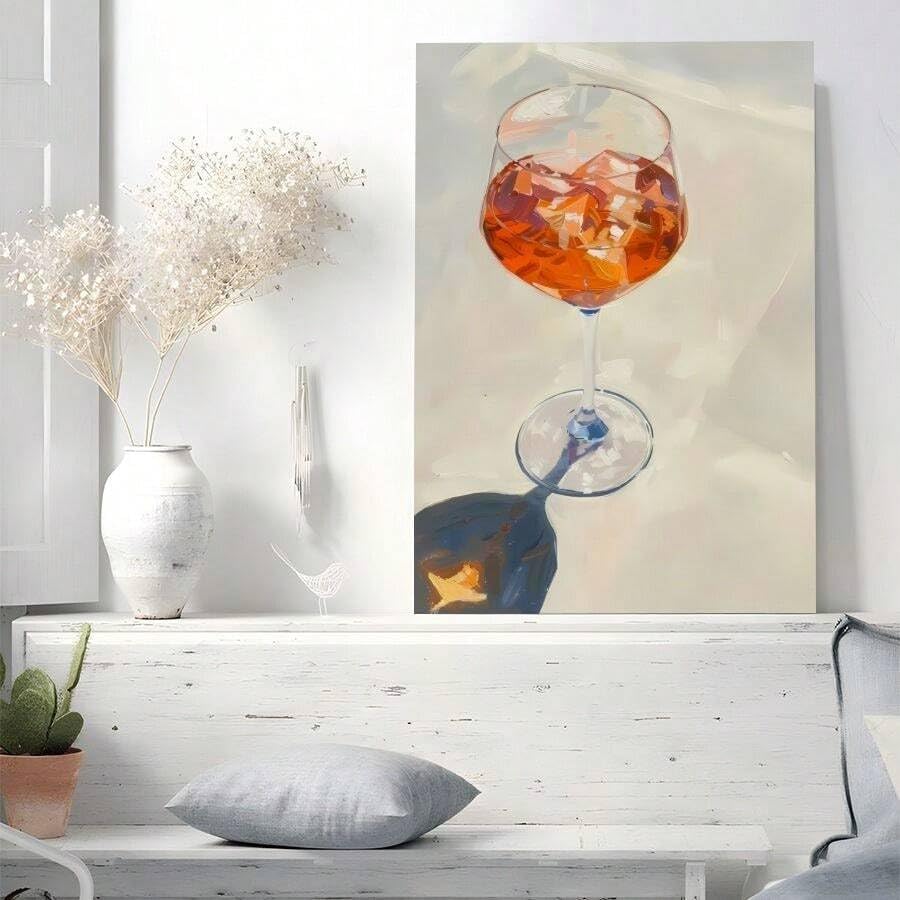 Toile impressionniste verre à vin déco murale 40 x 60 cm - 4