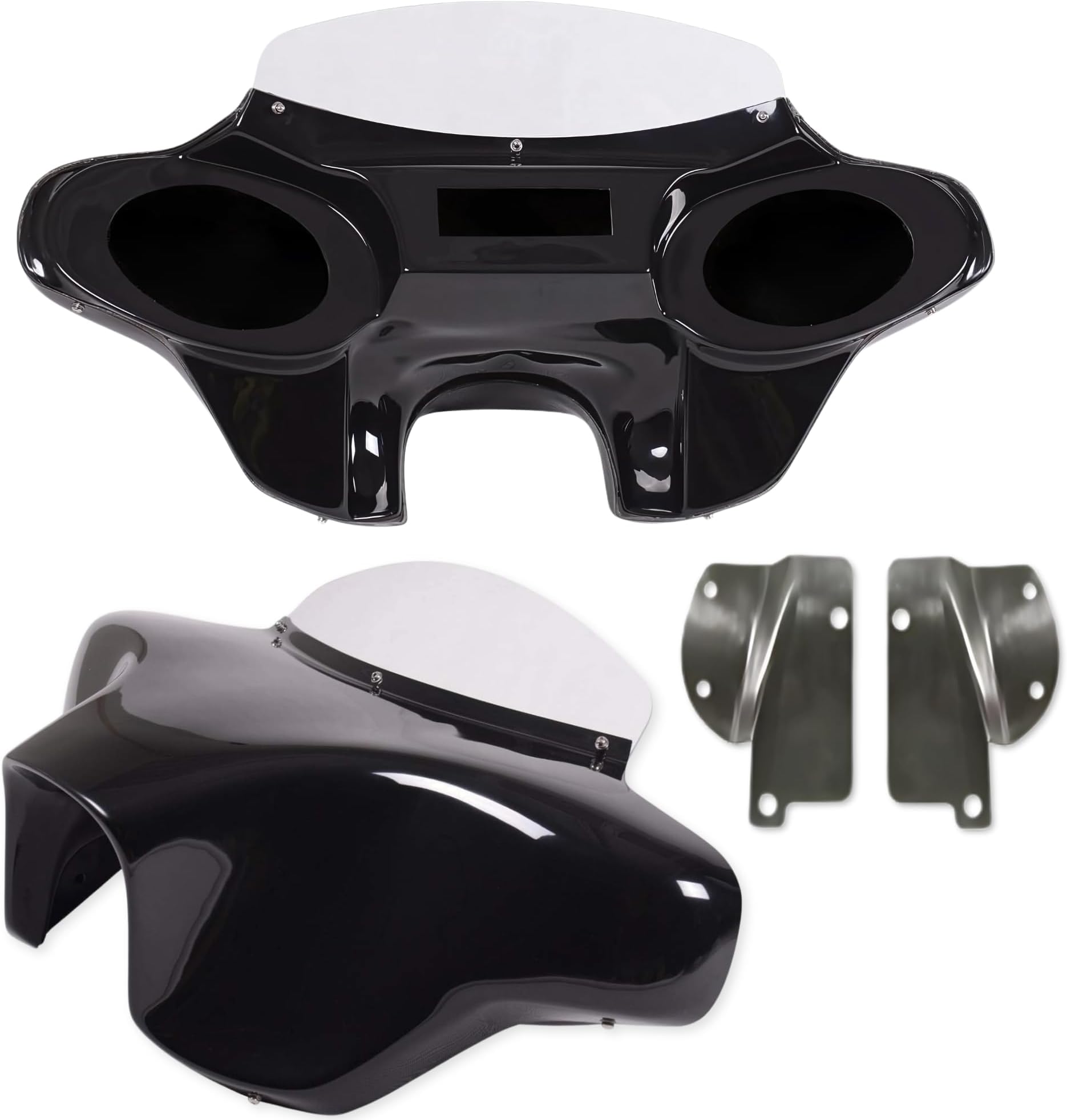 Compatible with Kawasaki Vulcan 1600 Nomad and Classic - Fiberglass Motorcycle Fairing with 2X 6"x9" Speaker Cutouts - Kawasaki Vulcan Motorcycle Windshield