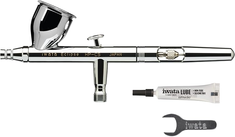 Iwata Eclipse HP-CS Airbrush - Gravity Feed Dual Action, High-Flow Atomization for Fine Detail to Wide Coverage – E3 Nozzle, 0.24 oz Cup – Ideal for Artists, Model Painting, Cosplay & More