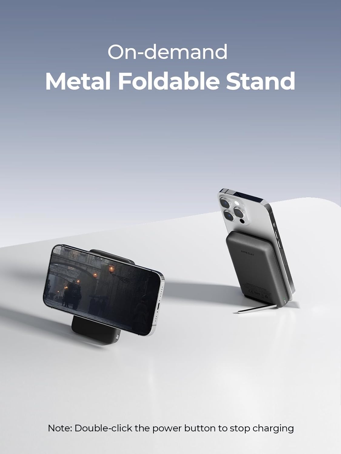Magnetic Battery Pack 10000mAh, Foldable Kickstand Wireless Portable Charger with 30W USB-C Fast Charging, for iPhone 17 Pro Max, iPhone 17/16/15/14/13/12 Series